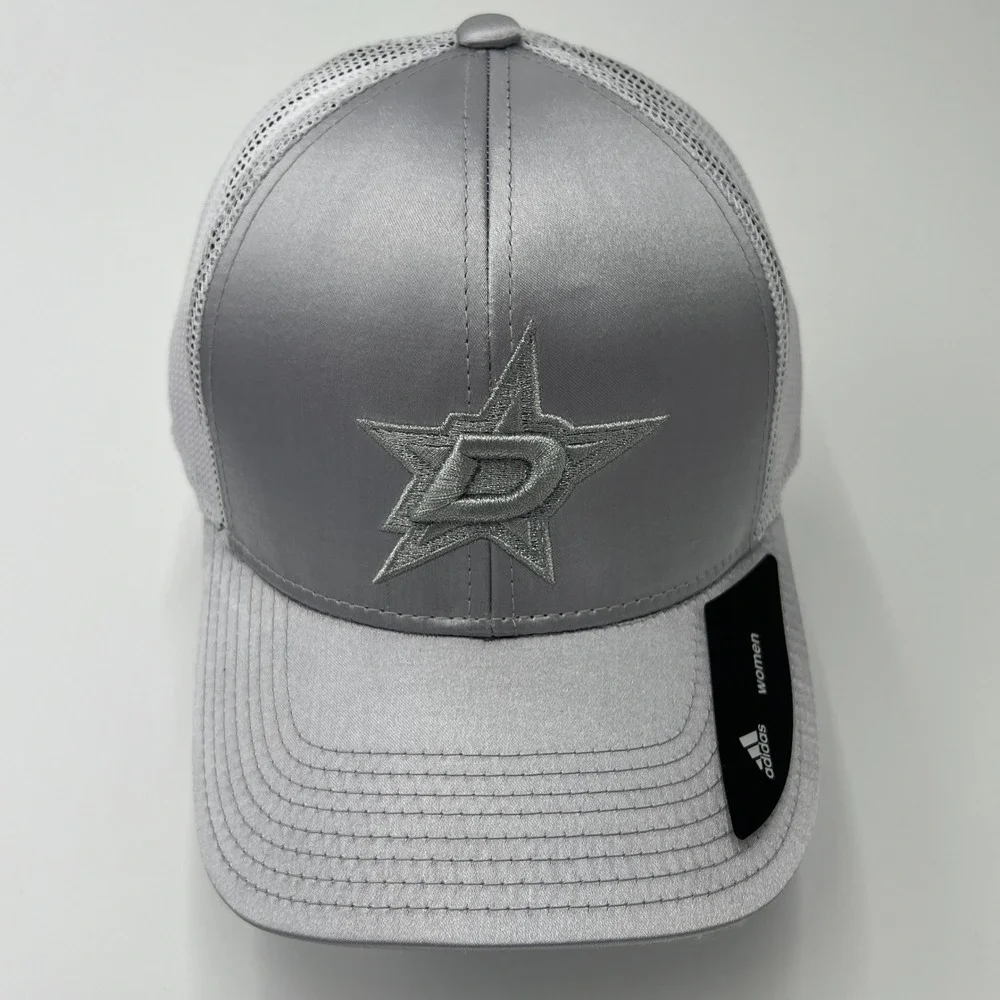 Adidas NHL Womens Dallas Stars Trucker‎ Hat Silver Mesh Snapback Cap